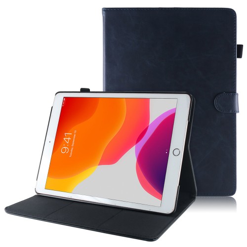 iPad 10.2 (2019 / 2020 / 2021) leren hoes / case donker blauw