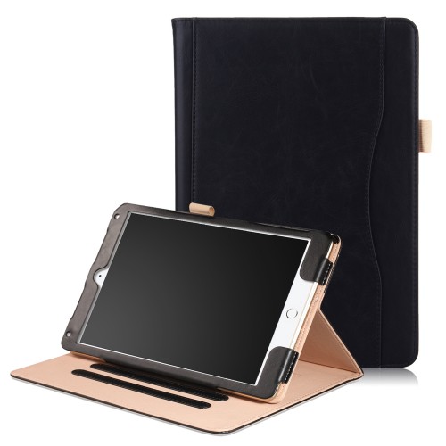 iPad 10.2 (2019 / 2020 / 2021) / iPad Air 3 10.5 (2019) / iPad Pro 10.5 (2017) leren case / hoes zwart incl. standaard met 3 standen