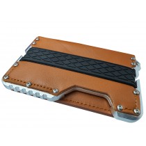 Dasaja zeer dunne Leren Aluminium RFID portemonnee zilver in cadeauverpakking