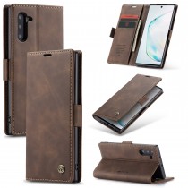 Zacht vintage hoesje / case met 2 kaarthouders en geldsleuf geschikt voor Samsung Galaxy Note 10 bruin