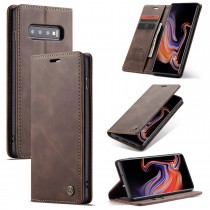 Zacht vintage hoesje / case met 2 kaarthouders en geldsleuf geschikt voor Samsung Galaxy S10+ bruin