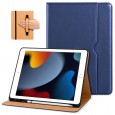 Dasaja iPad 10.2 (2019 / 2020 / 2021) leren hoes blauw met pen houder