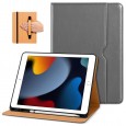Dasaja iPad 10.2 (2019 / 2020 / 2021) leren hoes grijs met pen houder