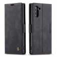 Zacht vintage hoesje / case met 2 kaarthouders en geldsleuf geschikt voor Samsung Galaxy Note 10 zwart
